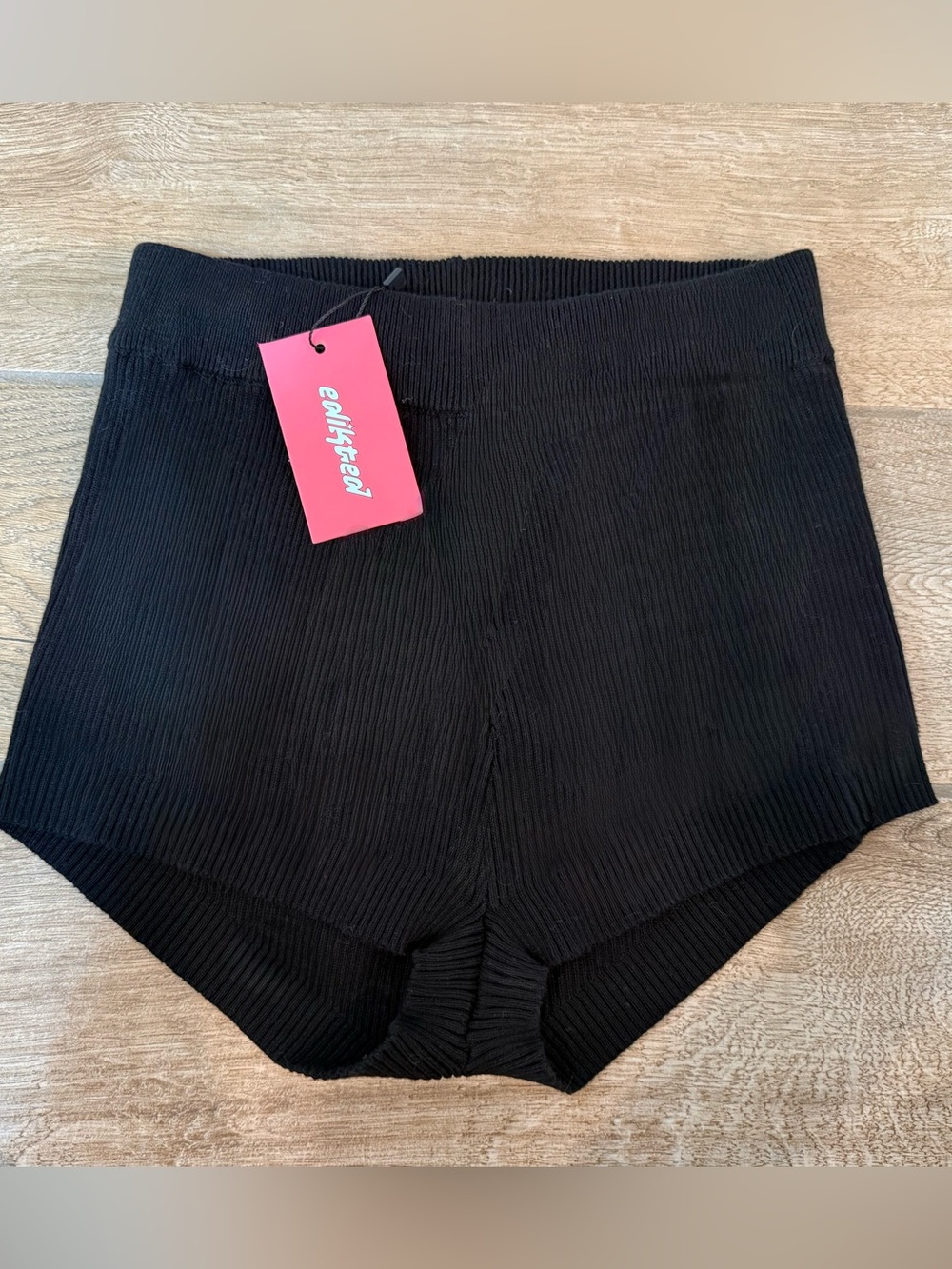 NWT NEW Edited Black Micro Knit Shorts XS